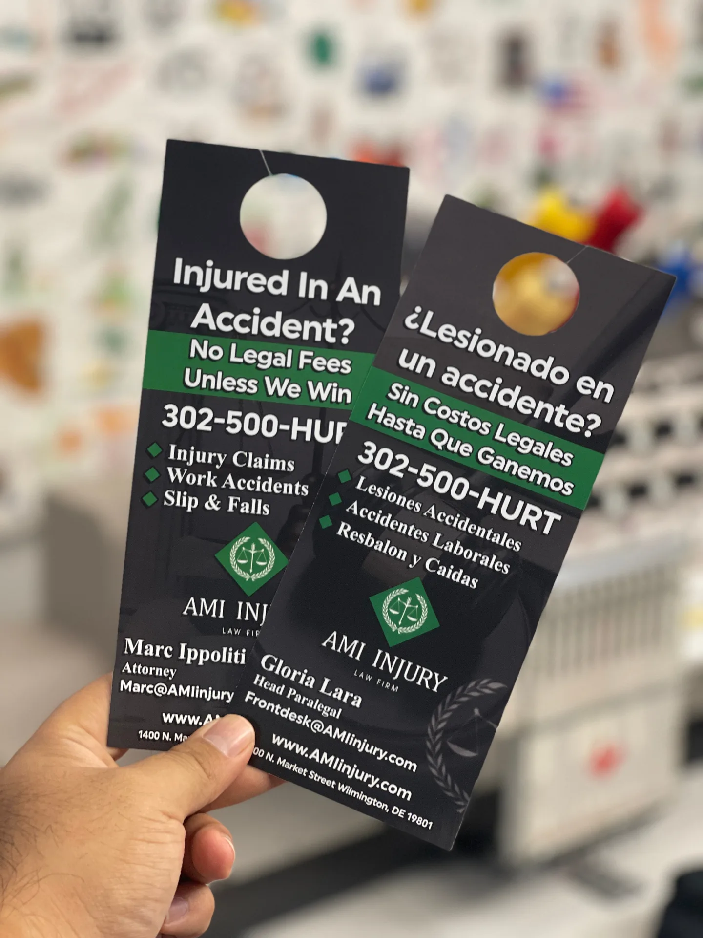AMI Legal professional door hangers for law firm marketing in Delaware