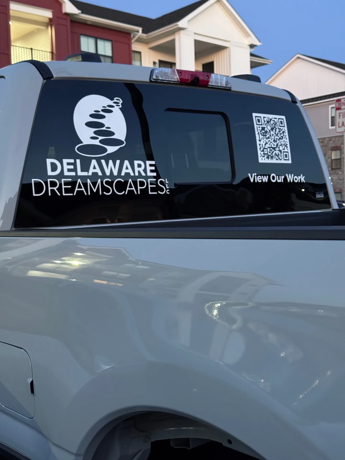 Perforated rear window vinyl for Dreamscapes Landscaping in Delaware