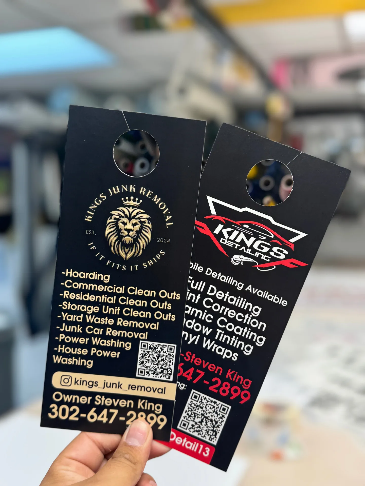 Door hangers for Kings auto detailing business in Delaware