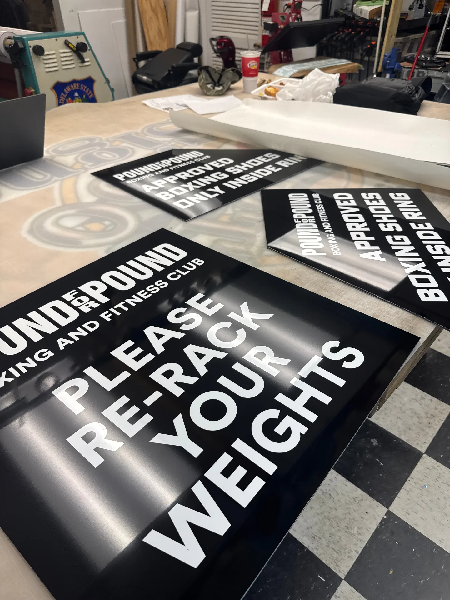 Pound for Pound gym interior signage and branding in Wilmington, DE